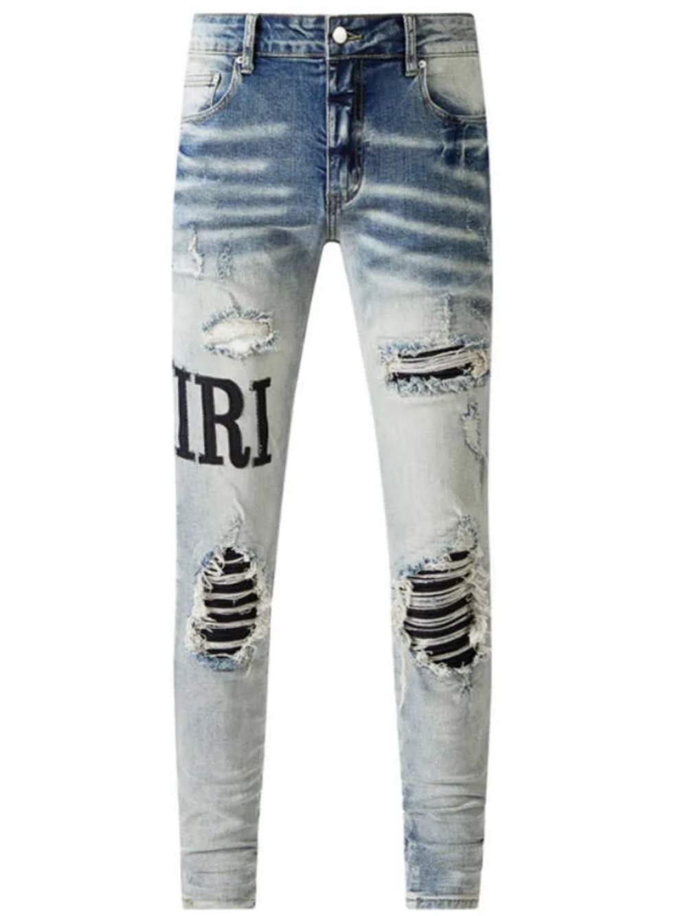 AMIRI NWT Light Blue Distressed Skinny Streetwear Jeans Amiri patch leg